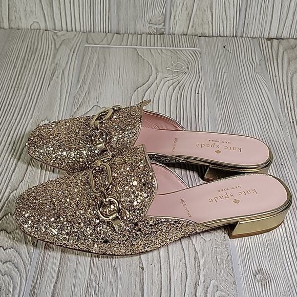 Kate Spade New York Glendi Gold Glitter Slip On Mules Womens Size 5.5 NEW - Picture 5 of 15